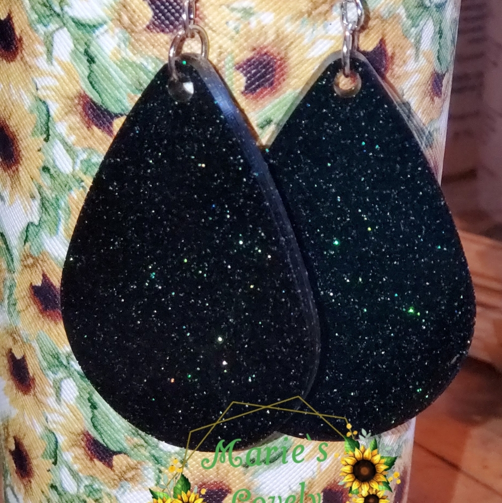 Black Glitter Earrings